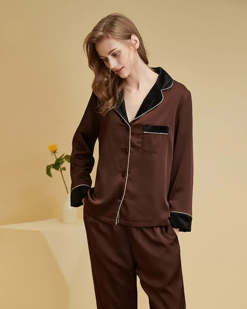 Casual Lightweight Velvet Long Sleeve Pajama