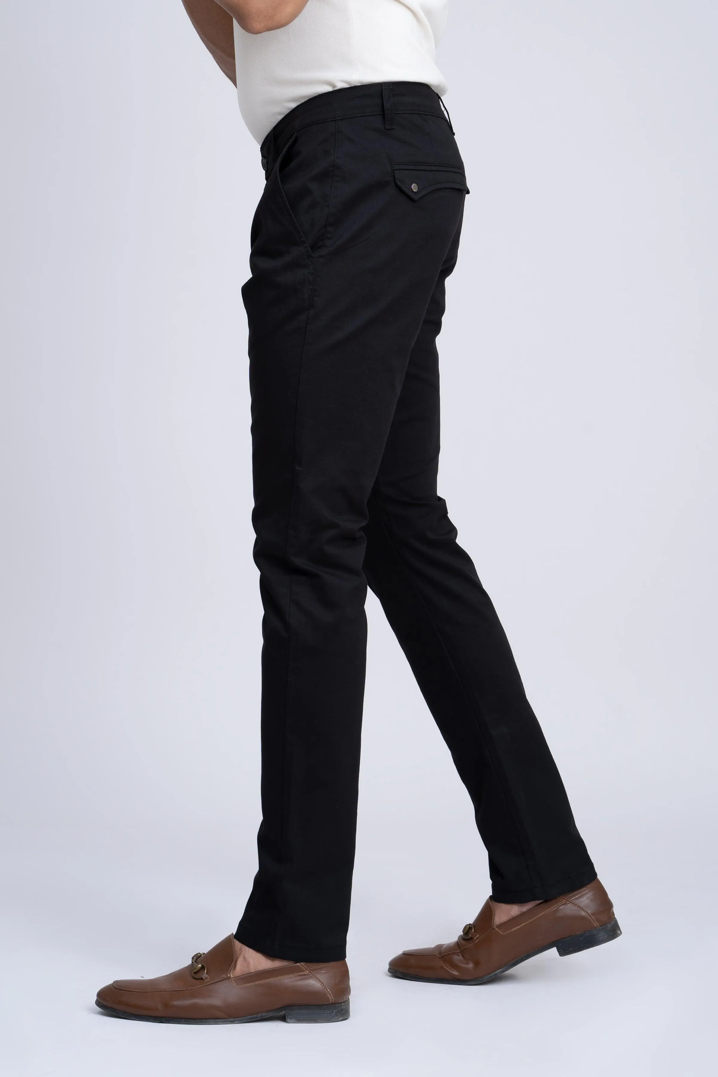 CASUAL PANT CROSS POCKET WITH FLAP BLACK