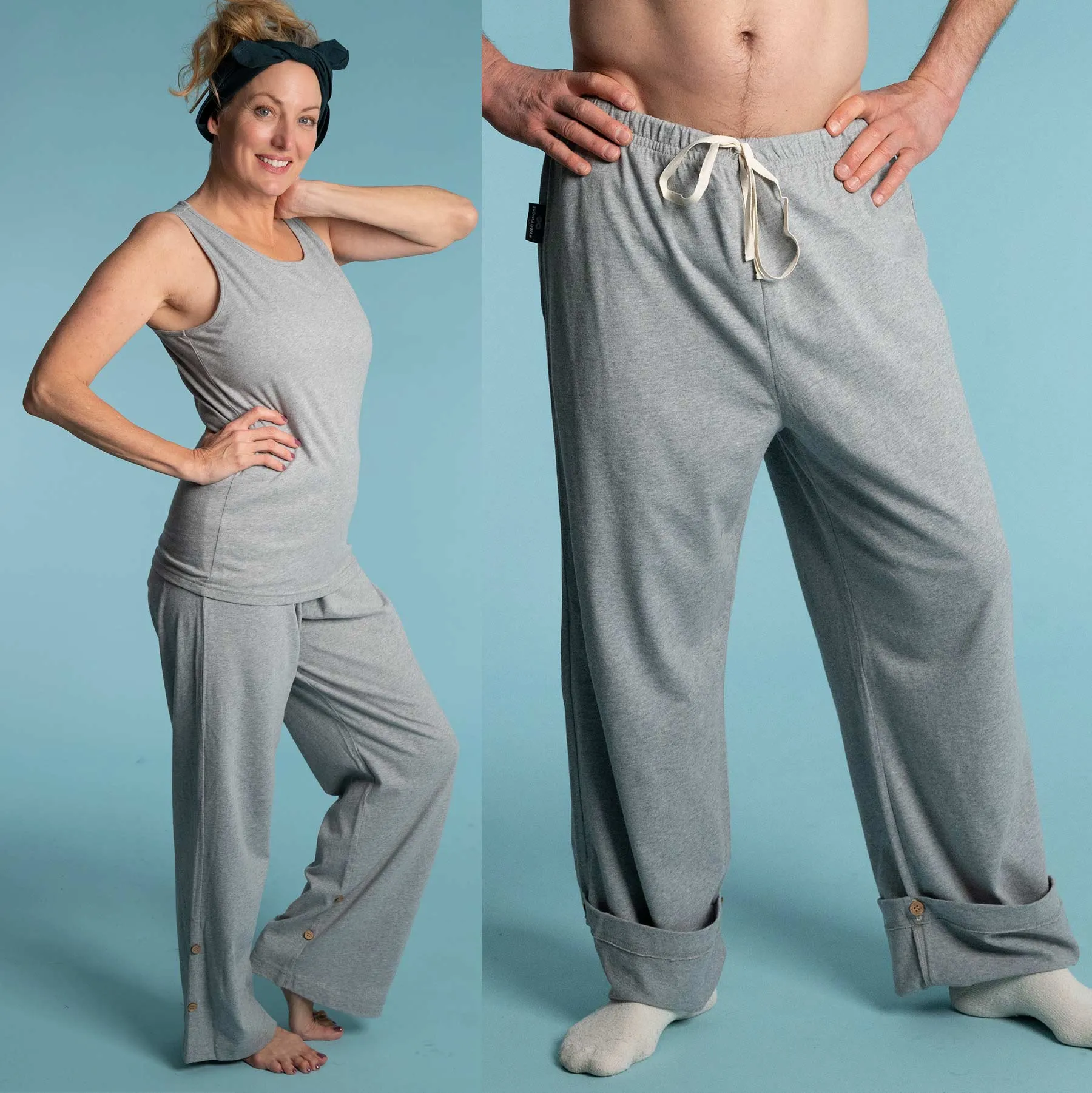 CHILLVILLE 100% Organic Prima Cotton Jammy Lounge Pants (Unisex) (100% Biodegradable Organic Elastic Option)