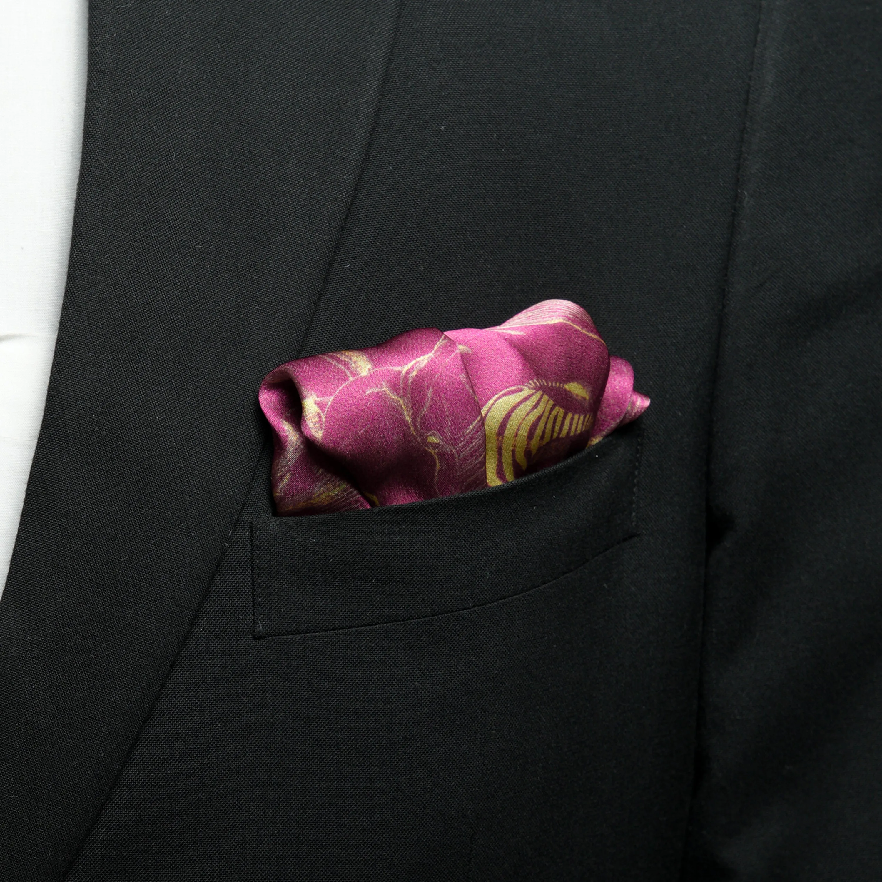 Chokore Animal print Wine Pink Silk Pocket Square - Wildlife Range