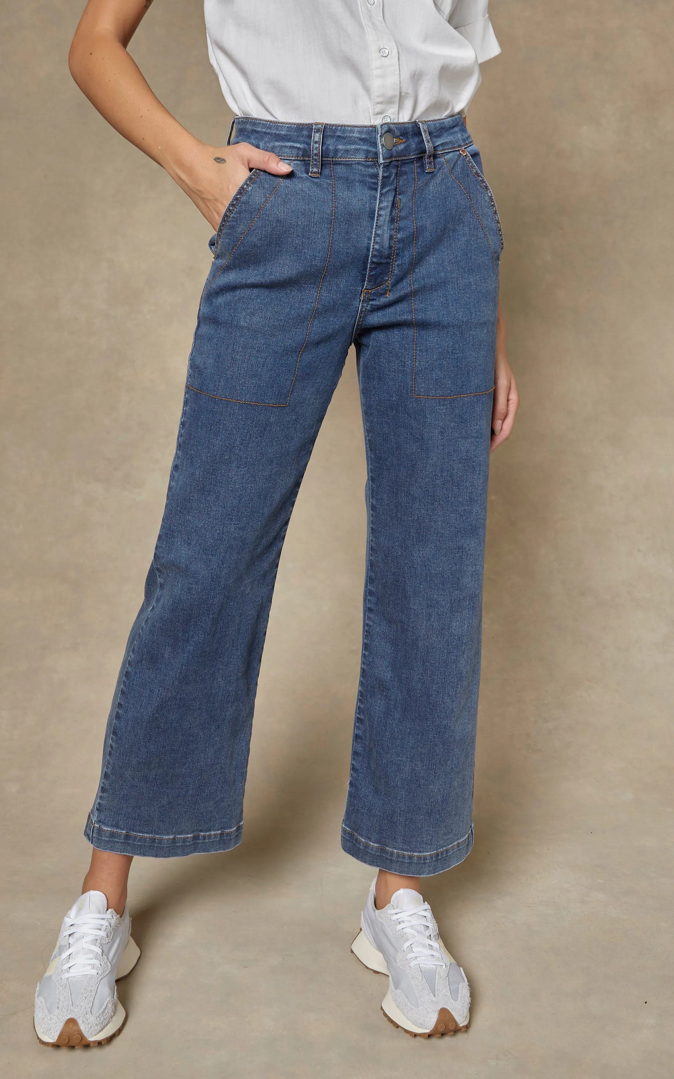 Cody Blue Denim Kick Flare Trouser