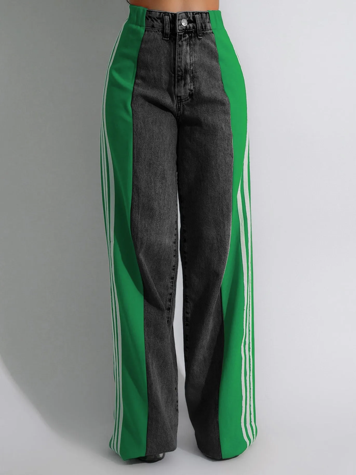 Color Block Patchwork Wide Leg Jeans