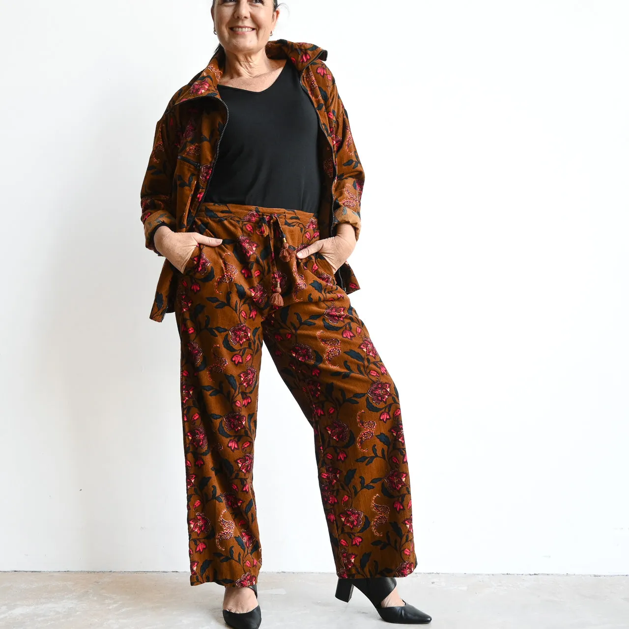 Corduroy Wide Leg Pants by Orientique Australia - Aida - 2615