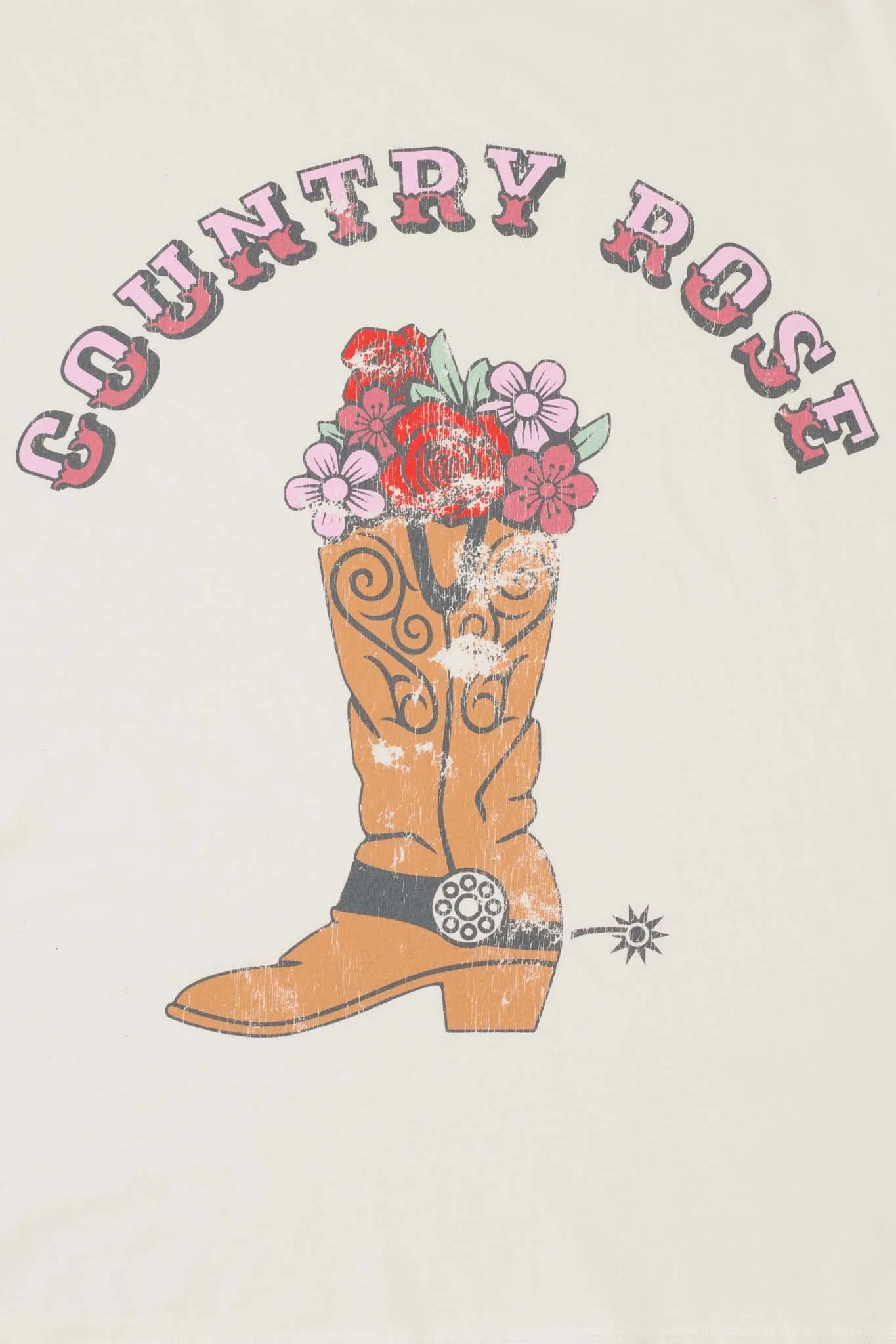 Country Rose Distressed Vintage-Print Graphic Tee