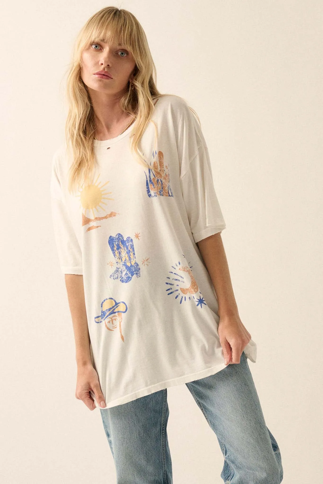 Cowgirl Canyon Distressed Western Graphic Tee