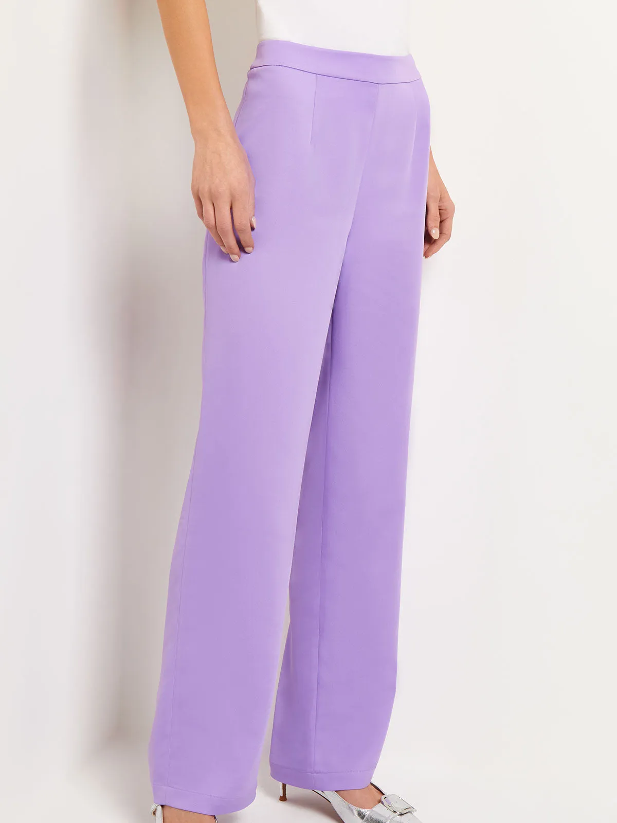 Crepe de Chine Wide Leg Pant, Lavender Field