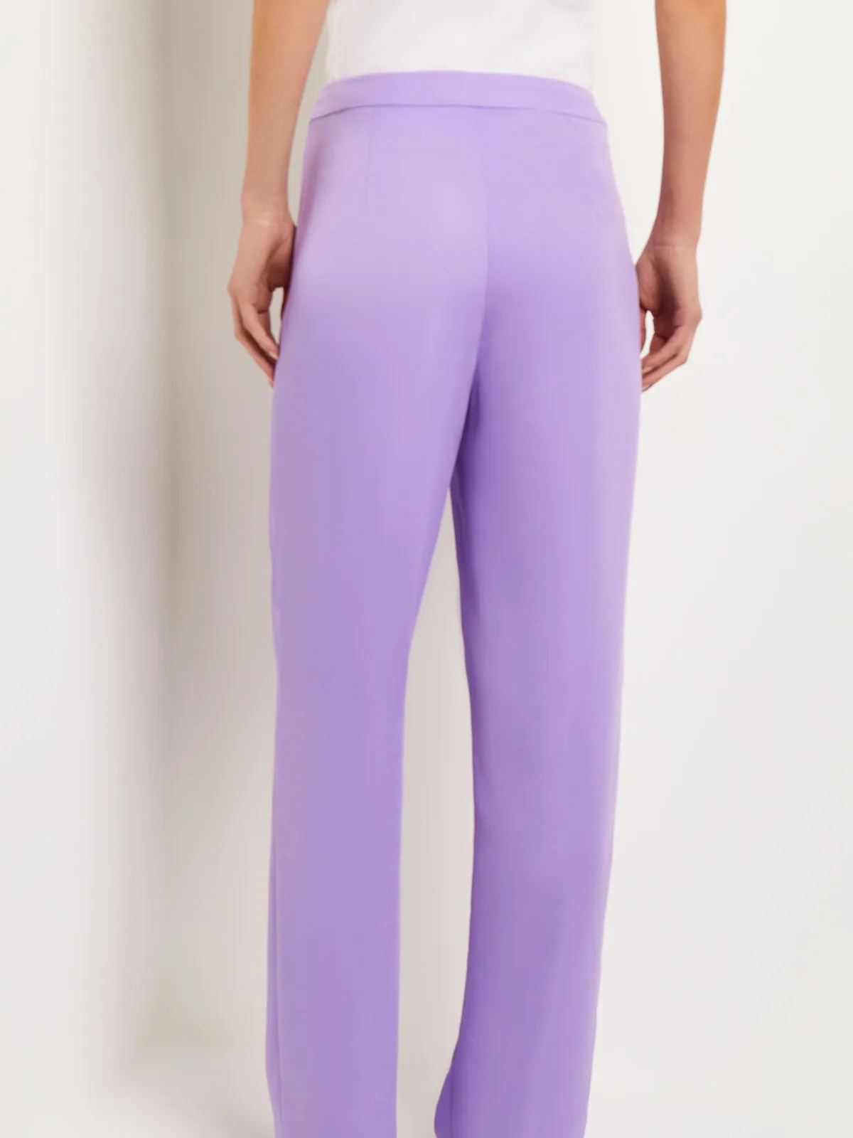 Crepe de Chine Wide Leg Pant, Lavender Field