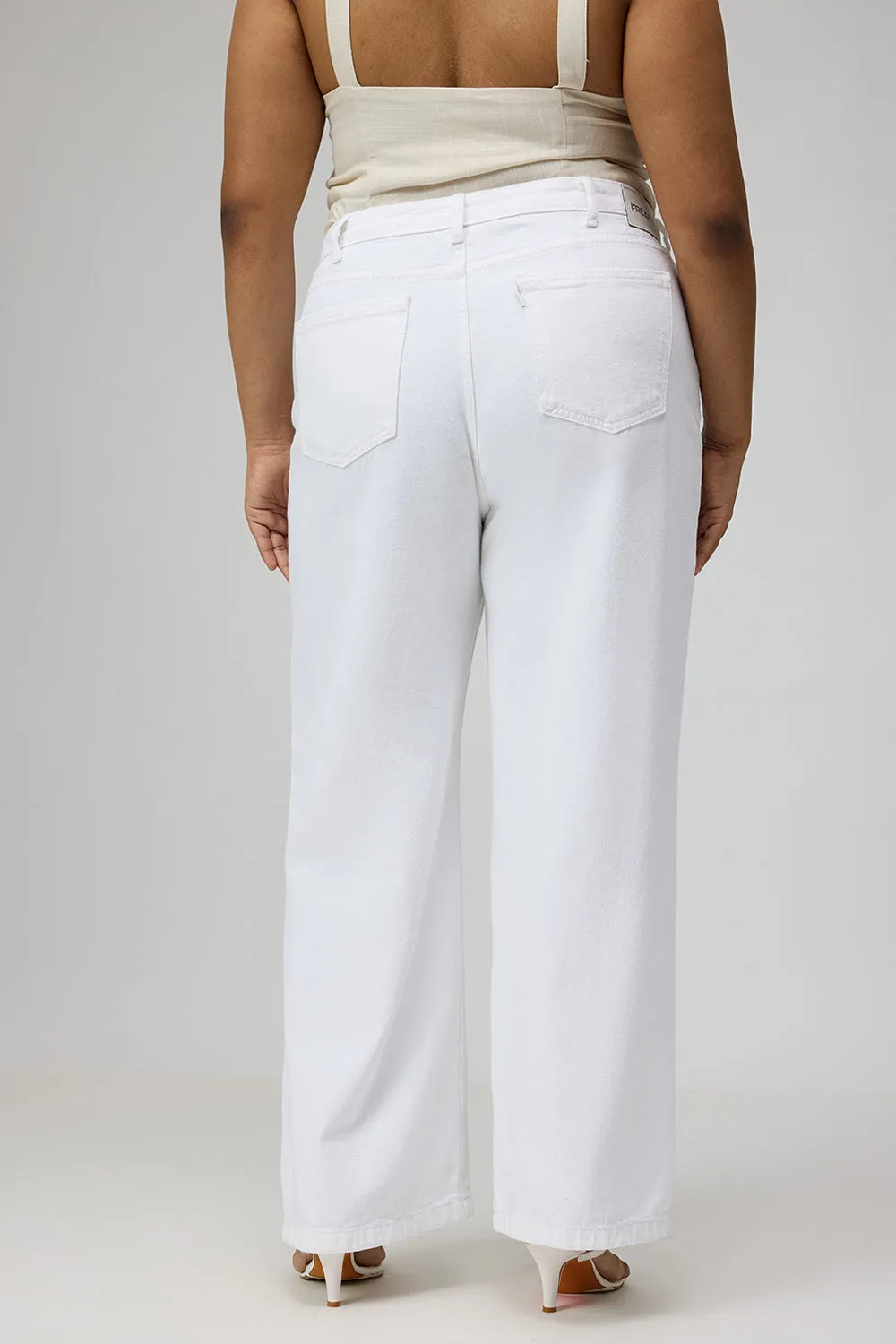 Curve Glacial White Ripped Wide-Leg Jeans