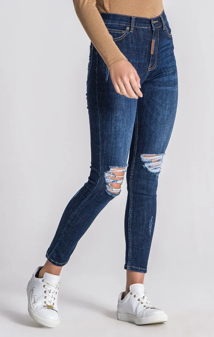 Dark Blue Core Ripped Jeans