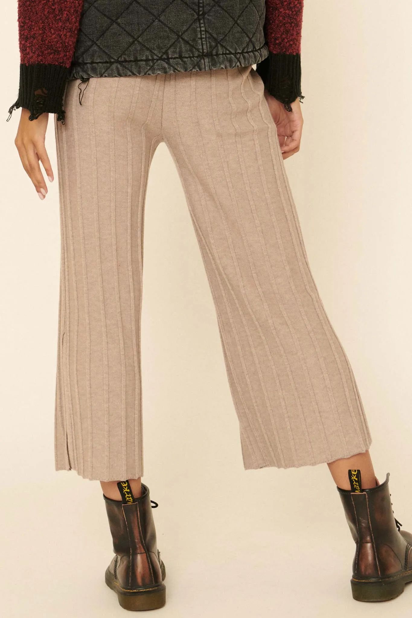 Day Tripper Ribbed Split-Leg Sweater Pants