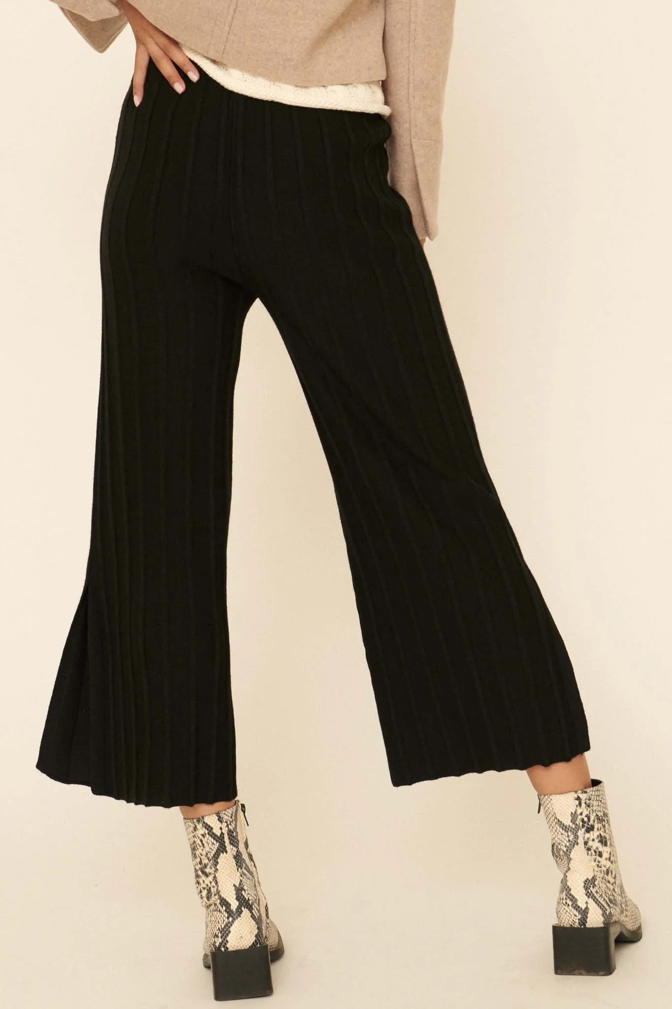 Day Tripper Ribbed Split-Leg Sweater Pants