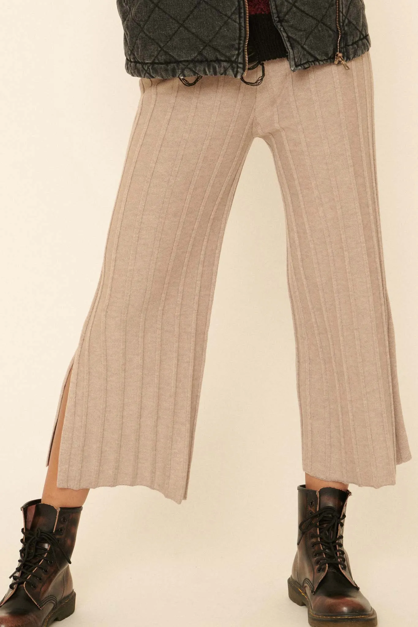 Day Tripper Ribbed Split-Leg Sweater Pants