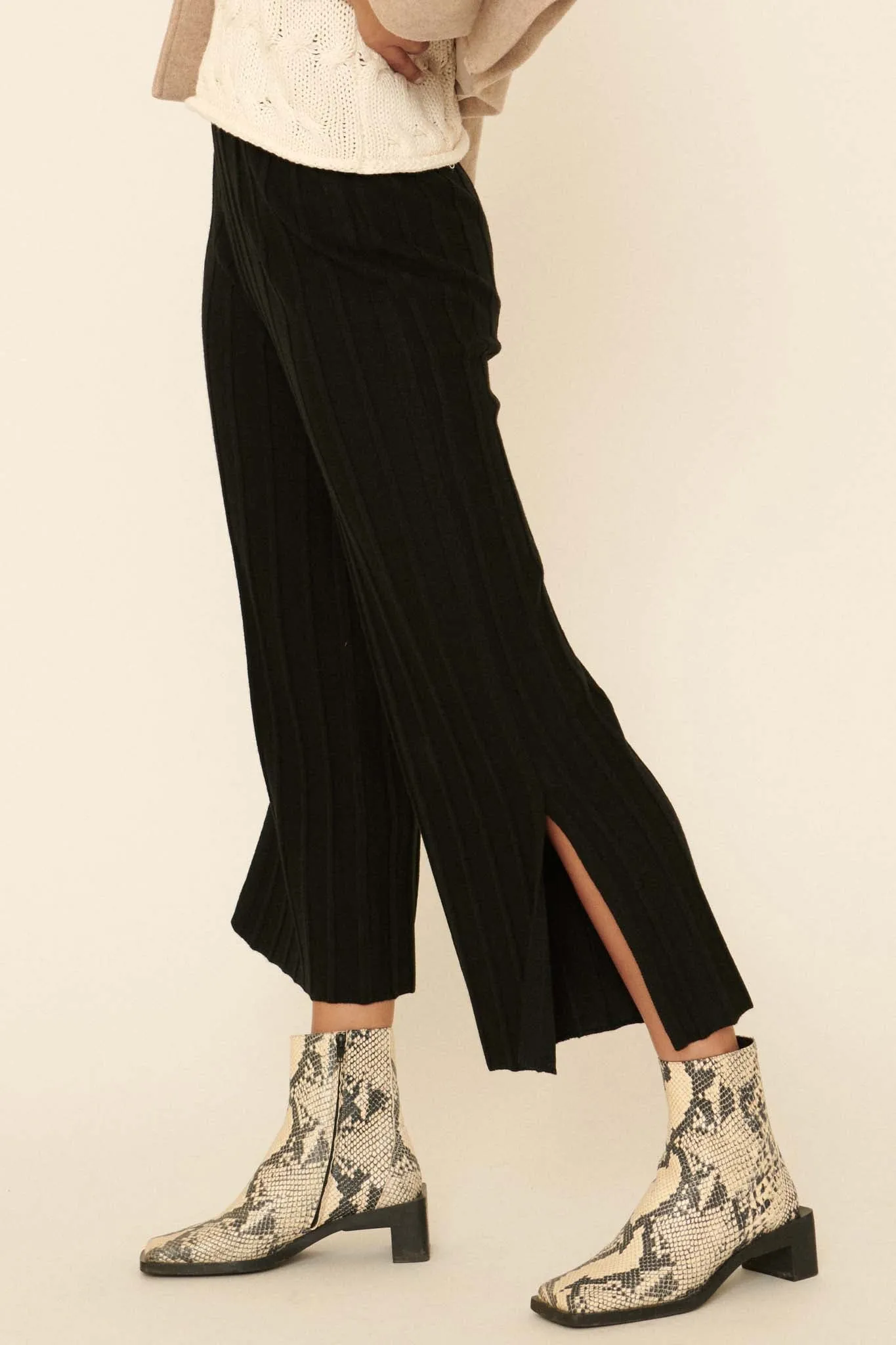 Day Tripper Ribbed Split-Leg Sweater Pants