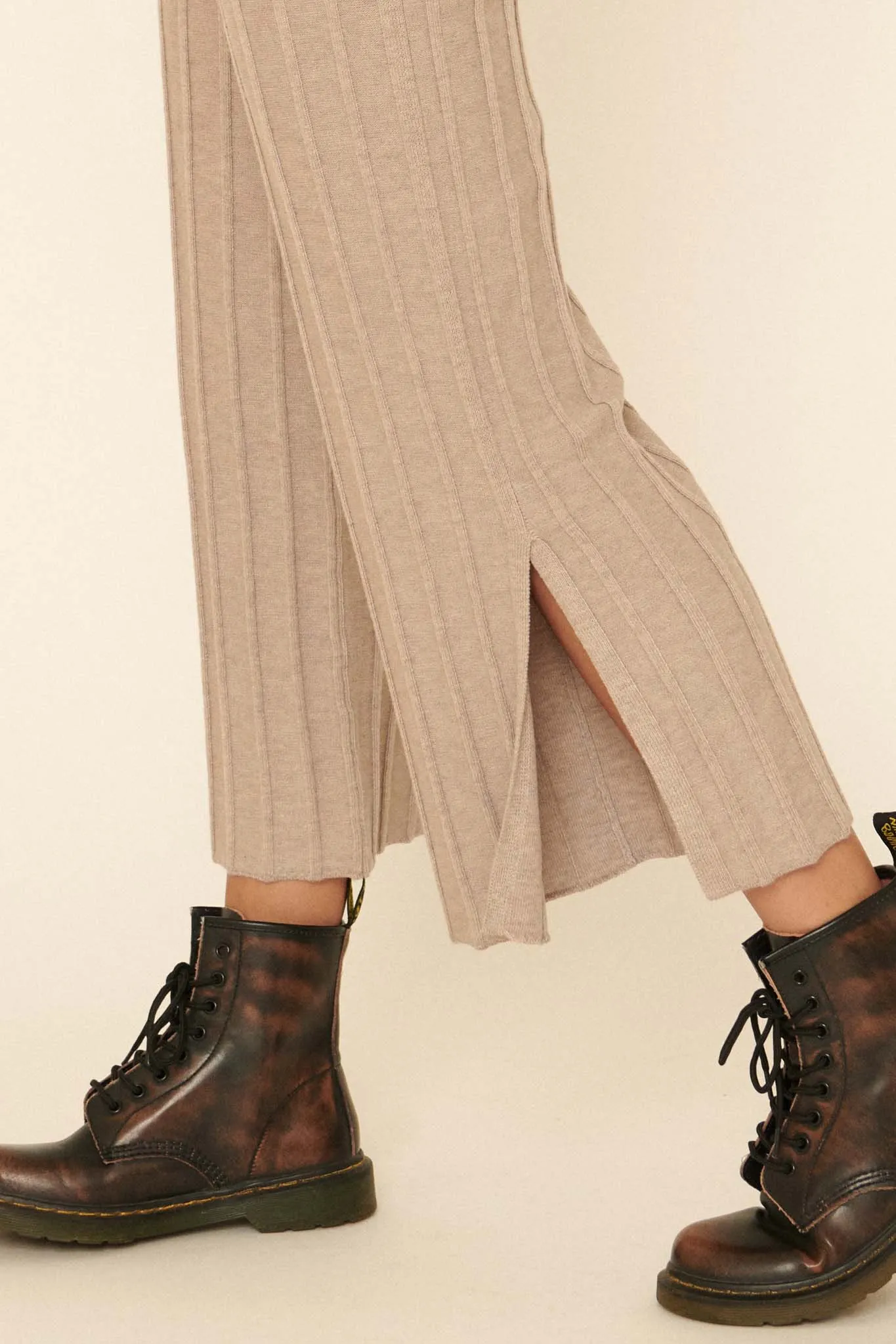 Day Tripper Ribbed Split-Leg Sweater Pants