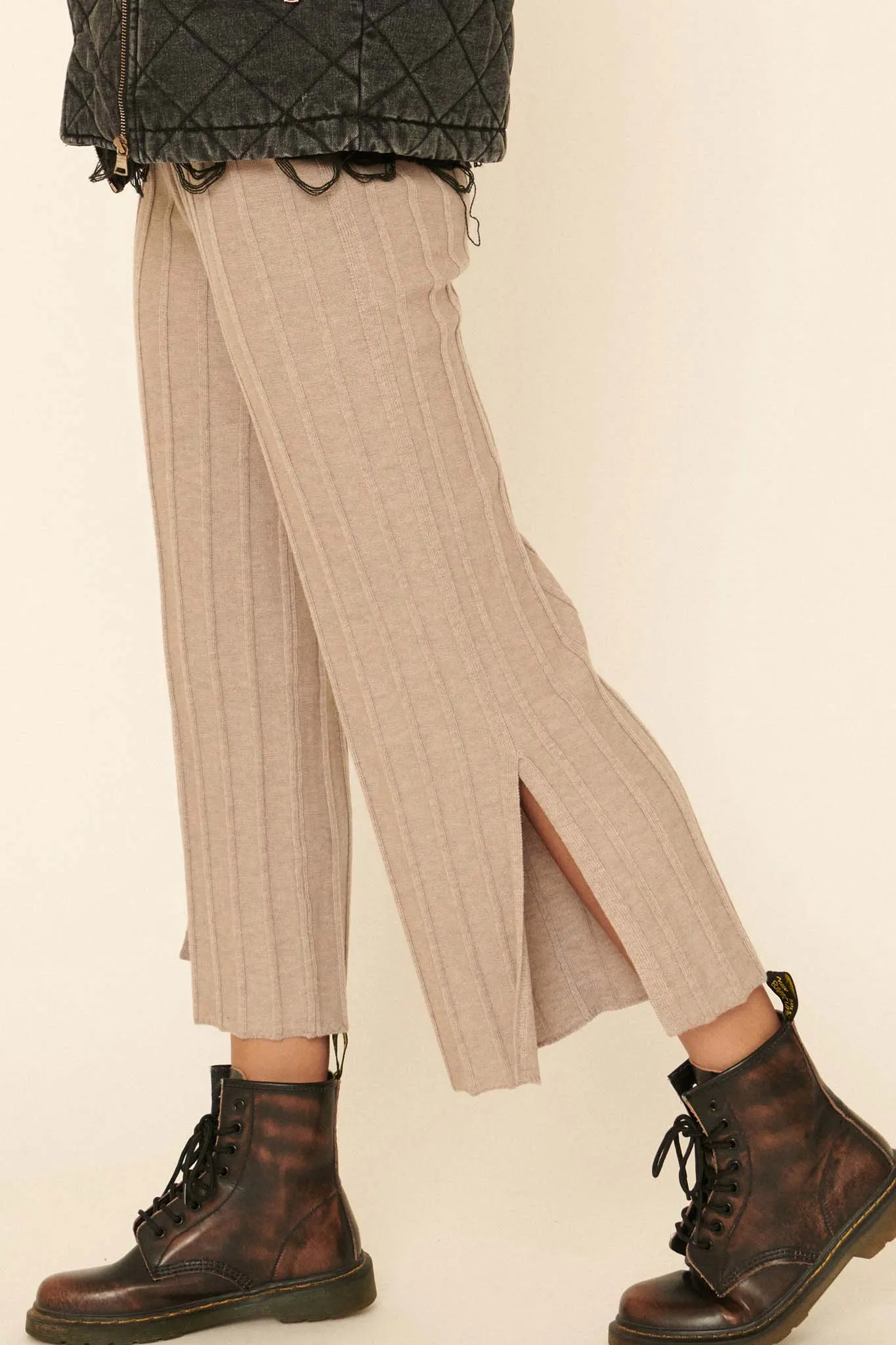 Day Tripper Ribbed Split-Leg Sweater Pants