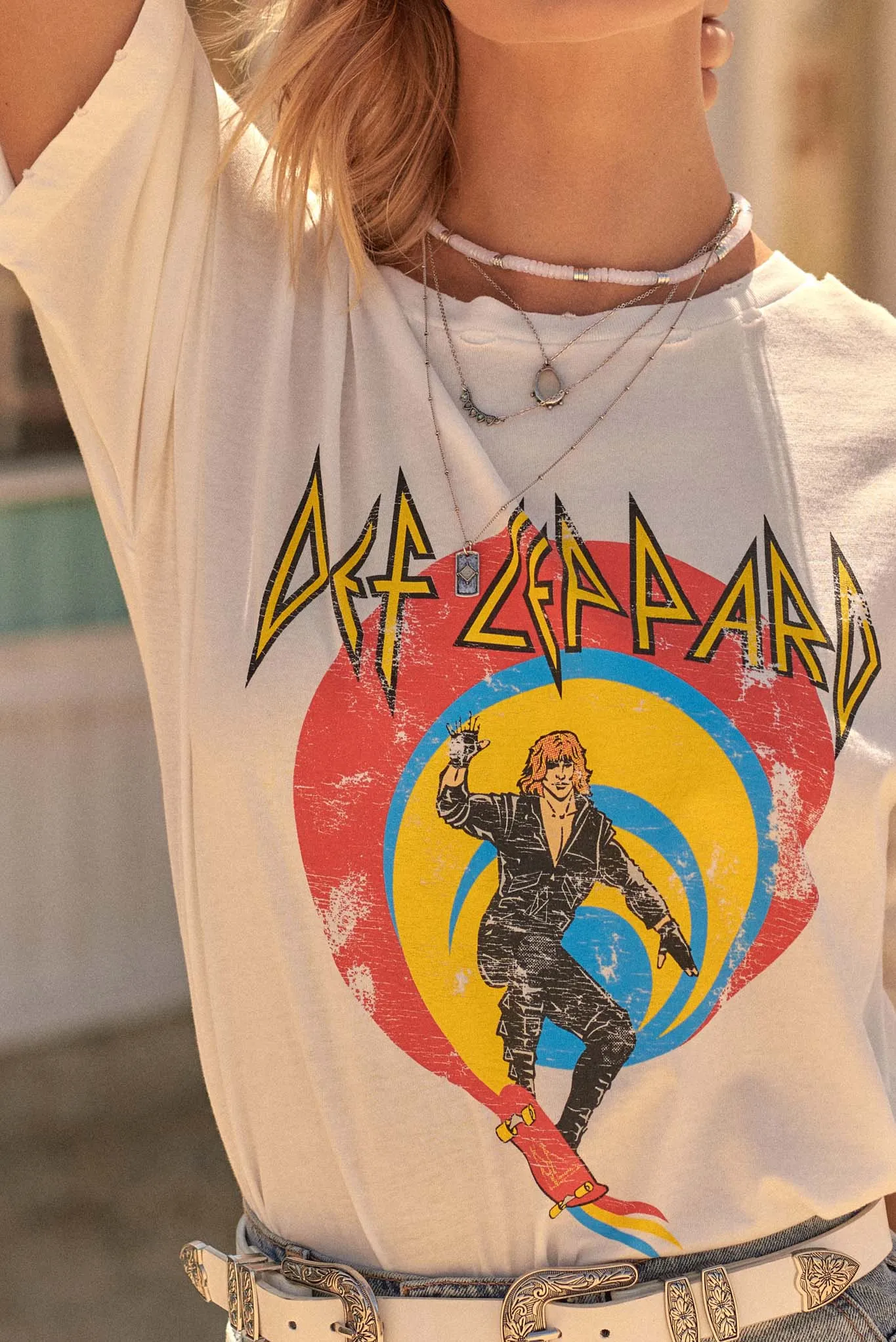 Def Leppard Comic Book Distressed Graphic Tee