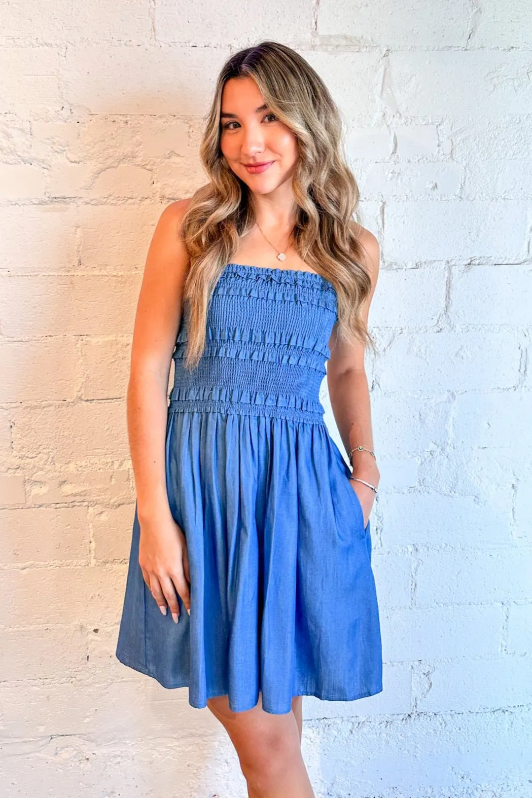 Denim Smocked Dress