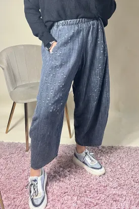 Denim Wash Distressed Cocoon Pants