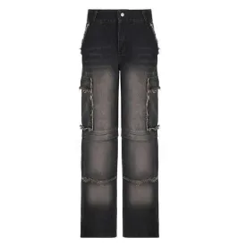 Distressed Denim Trousers. Fashionable Baggy Jeans