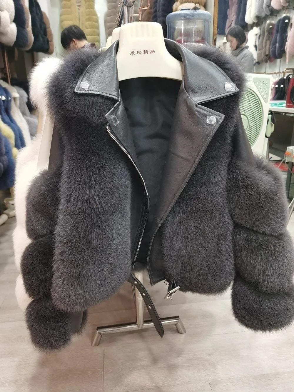 Double-faced Fur Moto & Biker Coat