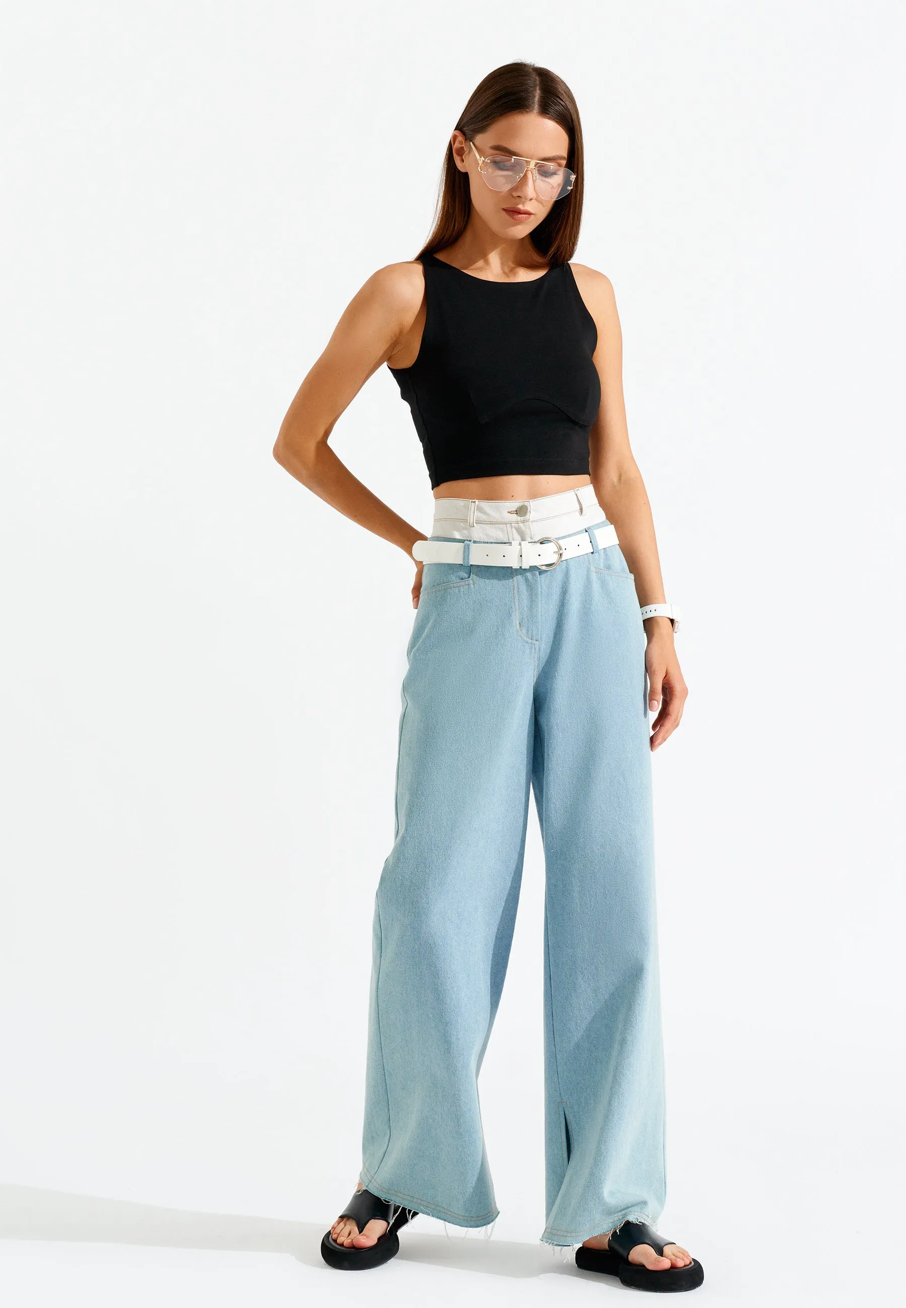 Double Waist Wide Leg Jeans