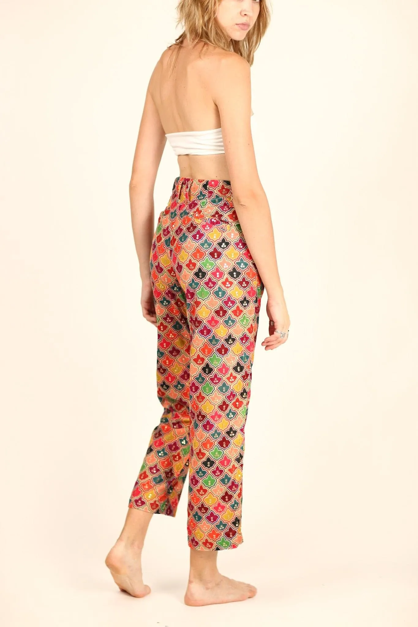 EMBROIDERED SEQUIN VELVET PANTS RACHNA