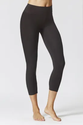 Extra Strong Compression Waisted Cropped Leggings with Egyptian Cotton Black