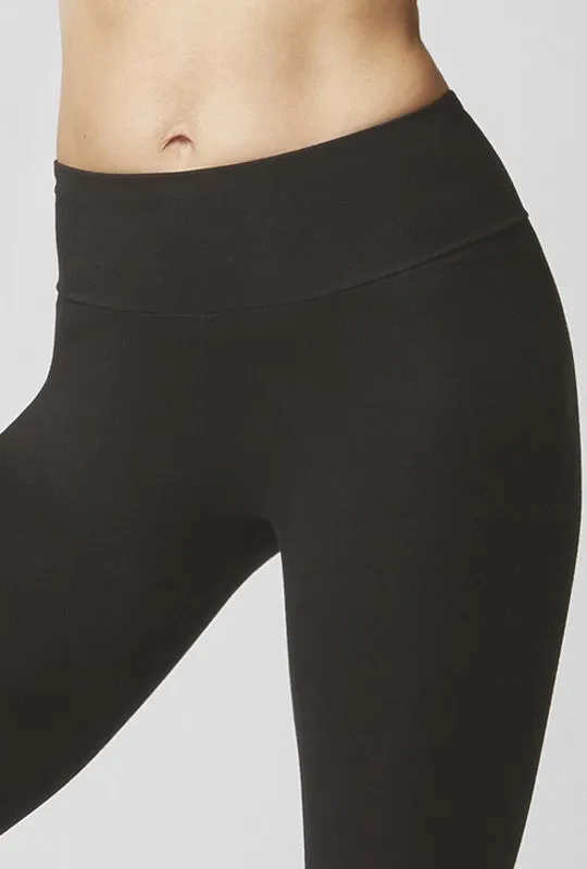 Extra Strong Compression Waisted Cropped Leggings with Egyptian Cotton Black