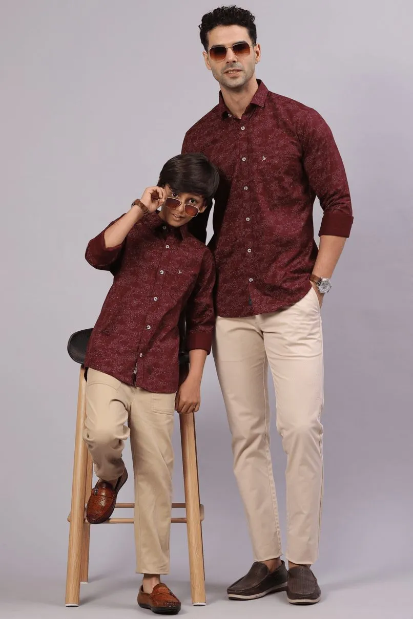 FATHER & SON - Maroon Artistic Print