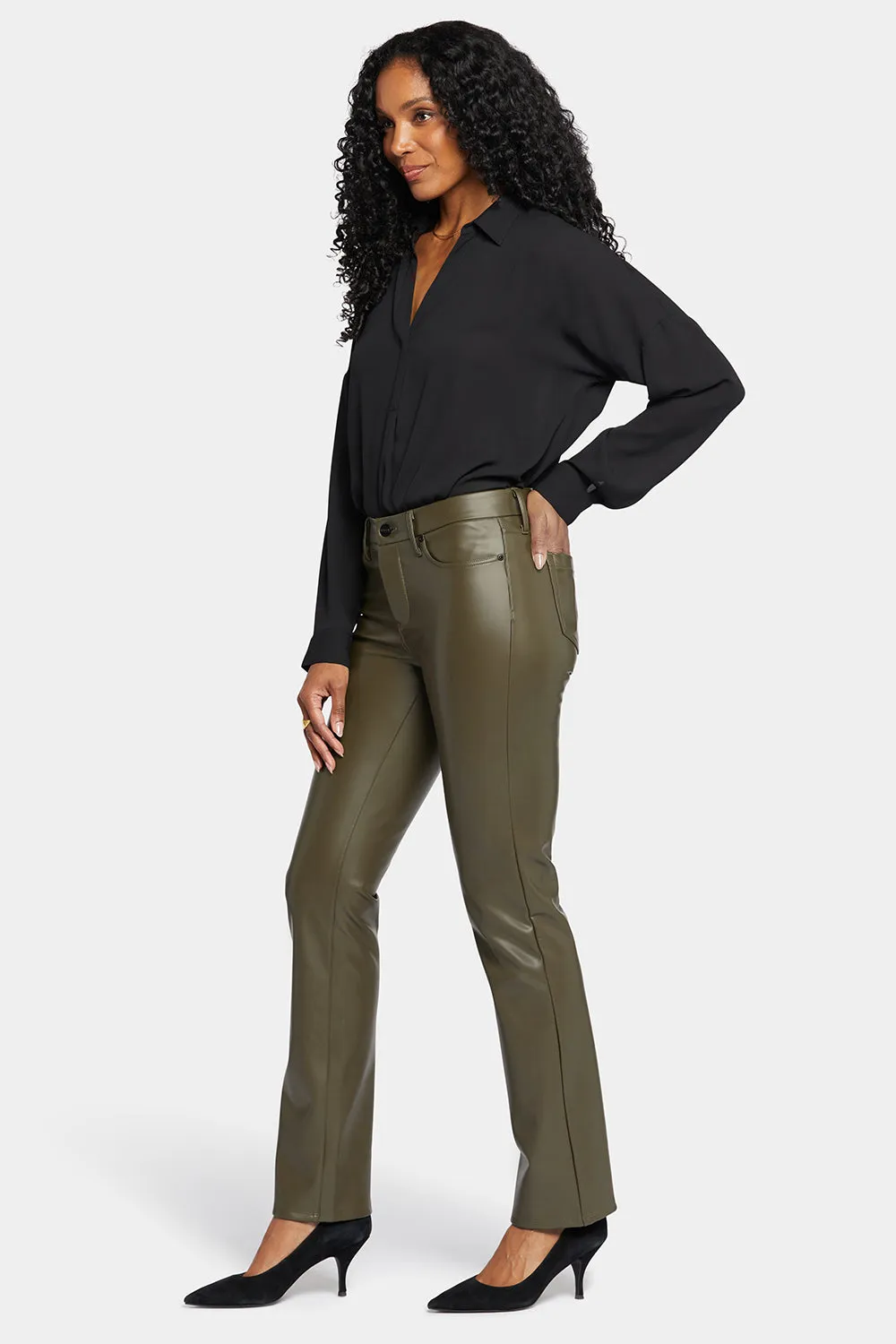 Faux Leather Marilyn Straight Pants - Ripe Olive