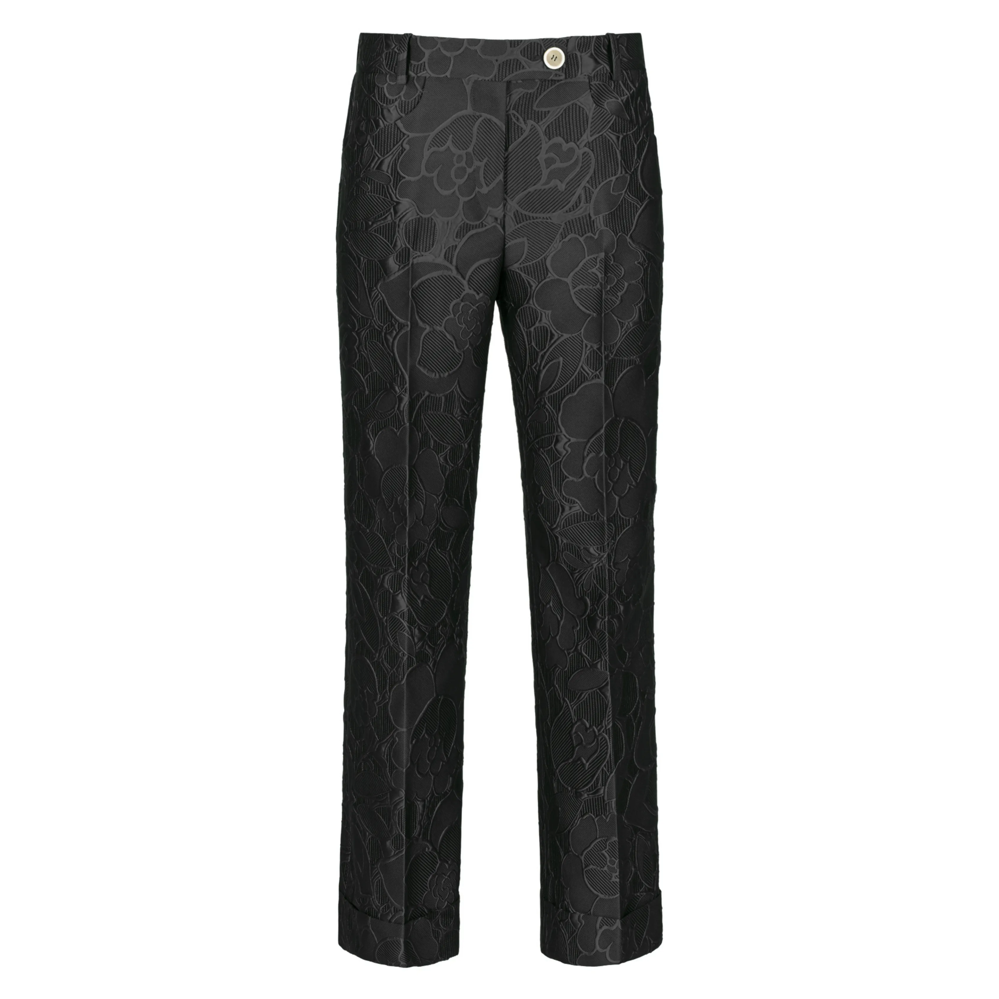 Floral Brocade Pants - Black