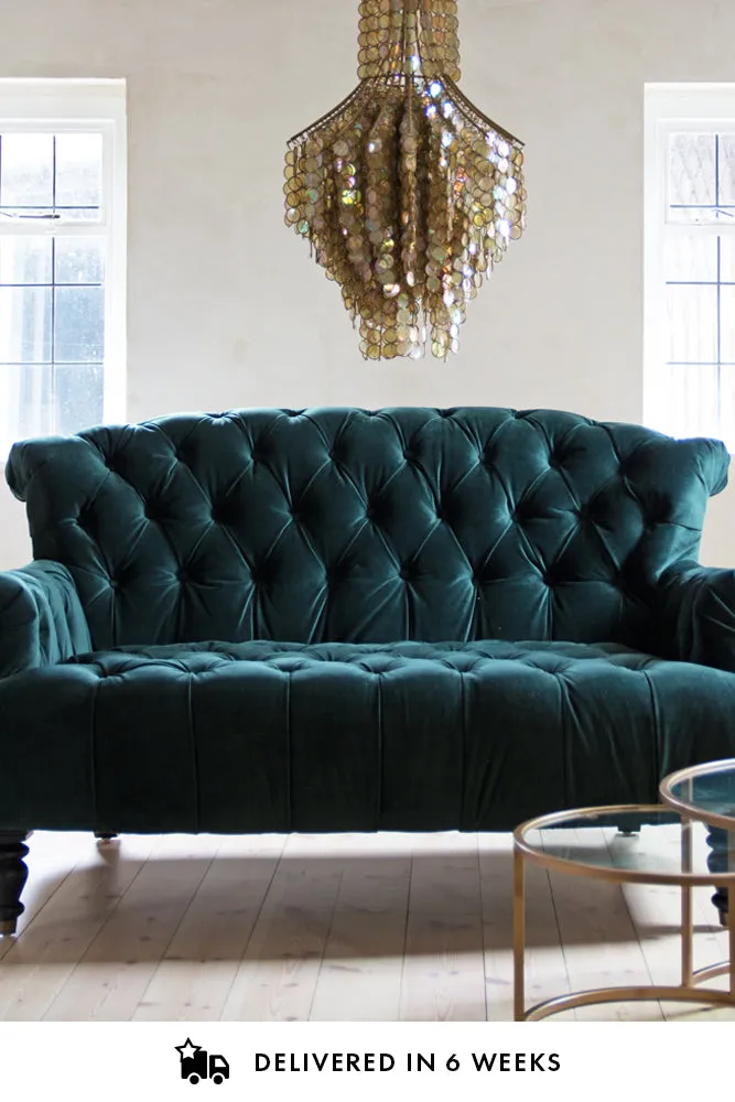 Forest Green Velvet 2 Seater Sofa