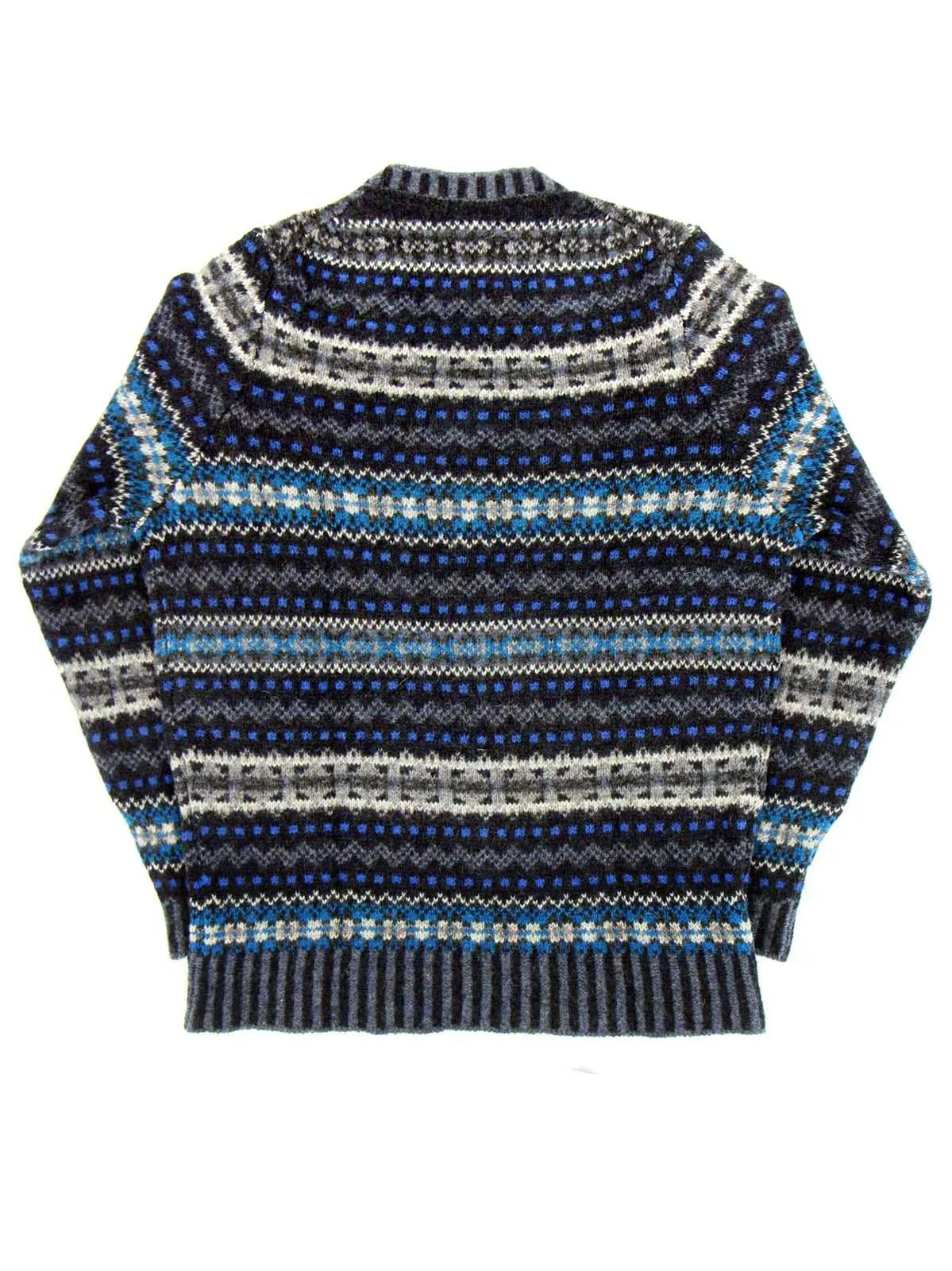 Forties Vintage Edward Wool Fairisle Jersey in Storm Blue