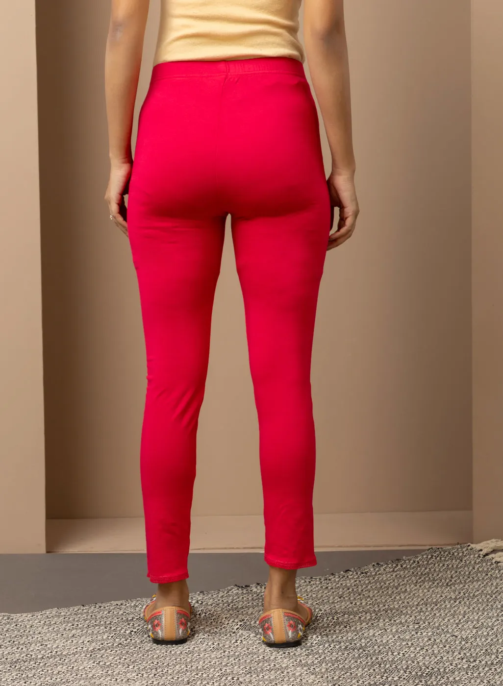 Fuchsia Ankle Length Plain Legging