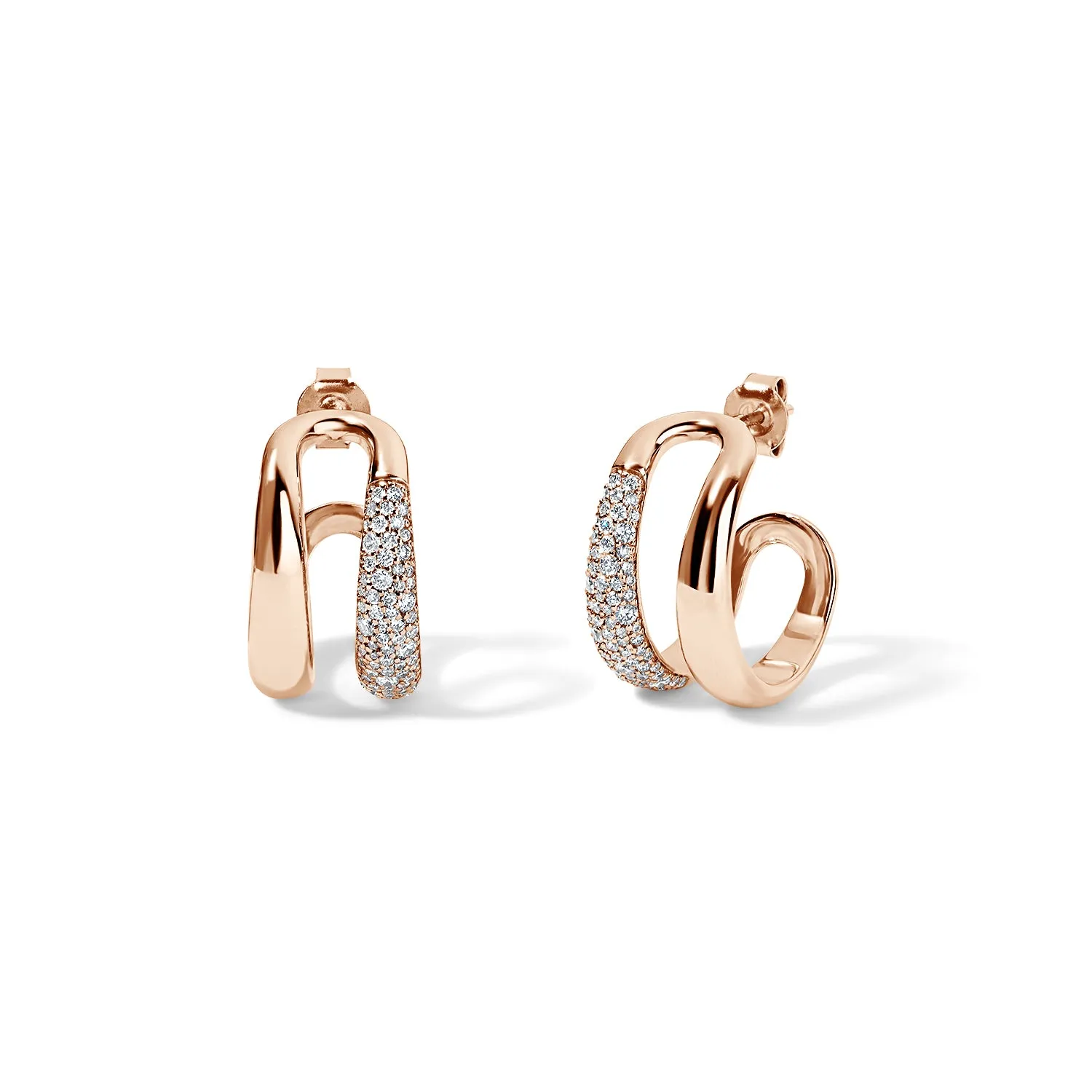 Gold and Diamond Double Domed Hoops