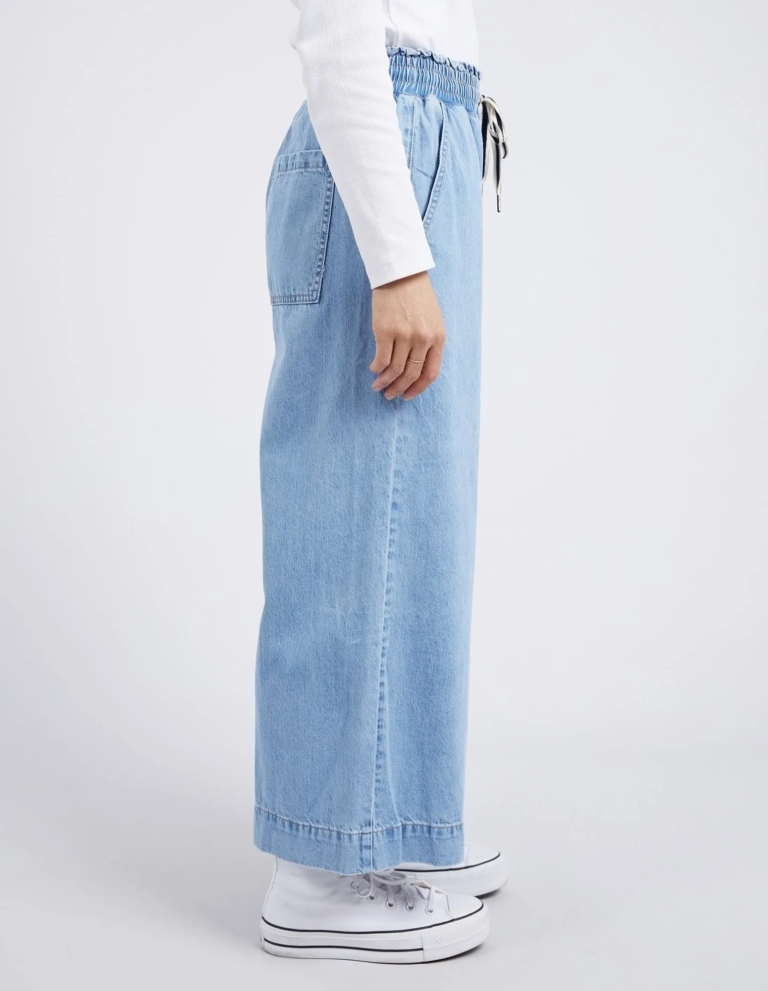 Greta Wide Leg Pant Mid Blue Denim