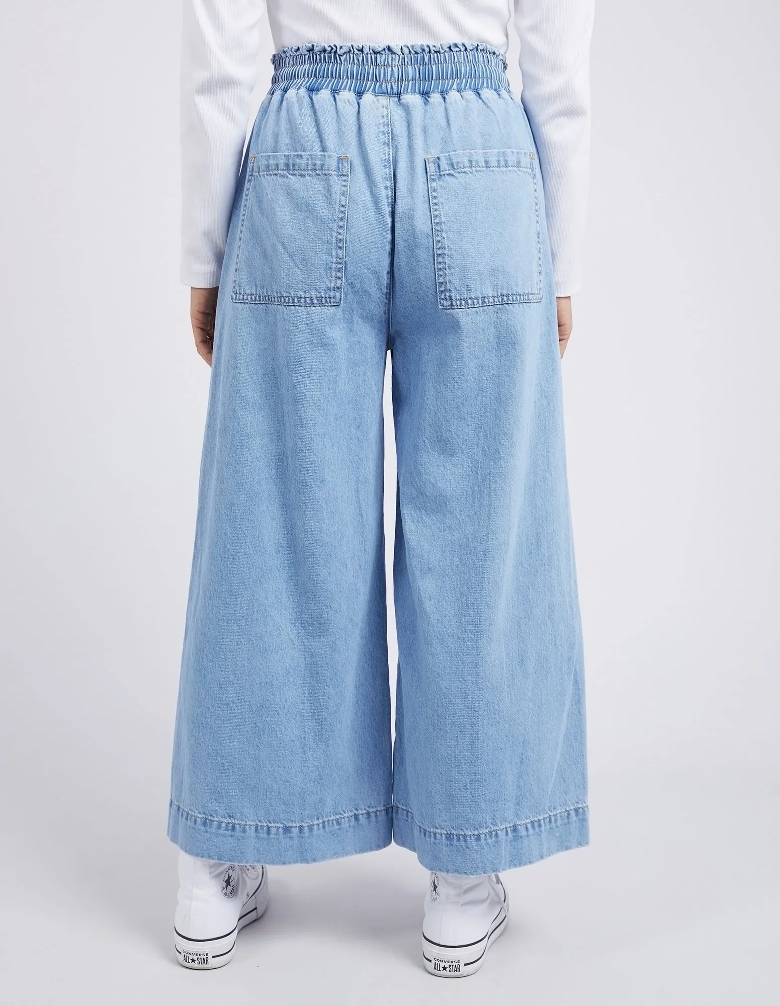 Greta Wide Leg Pant Mid Blue Denim