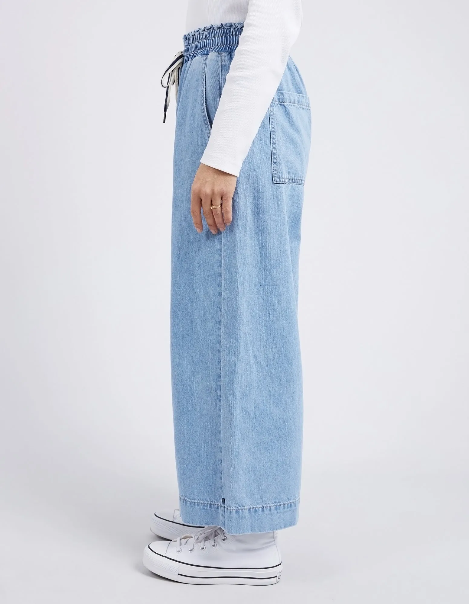 Greta Wide Leg Pant Mid Blue Denim