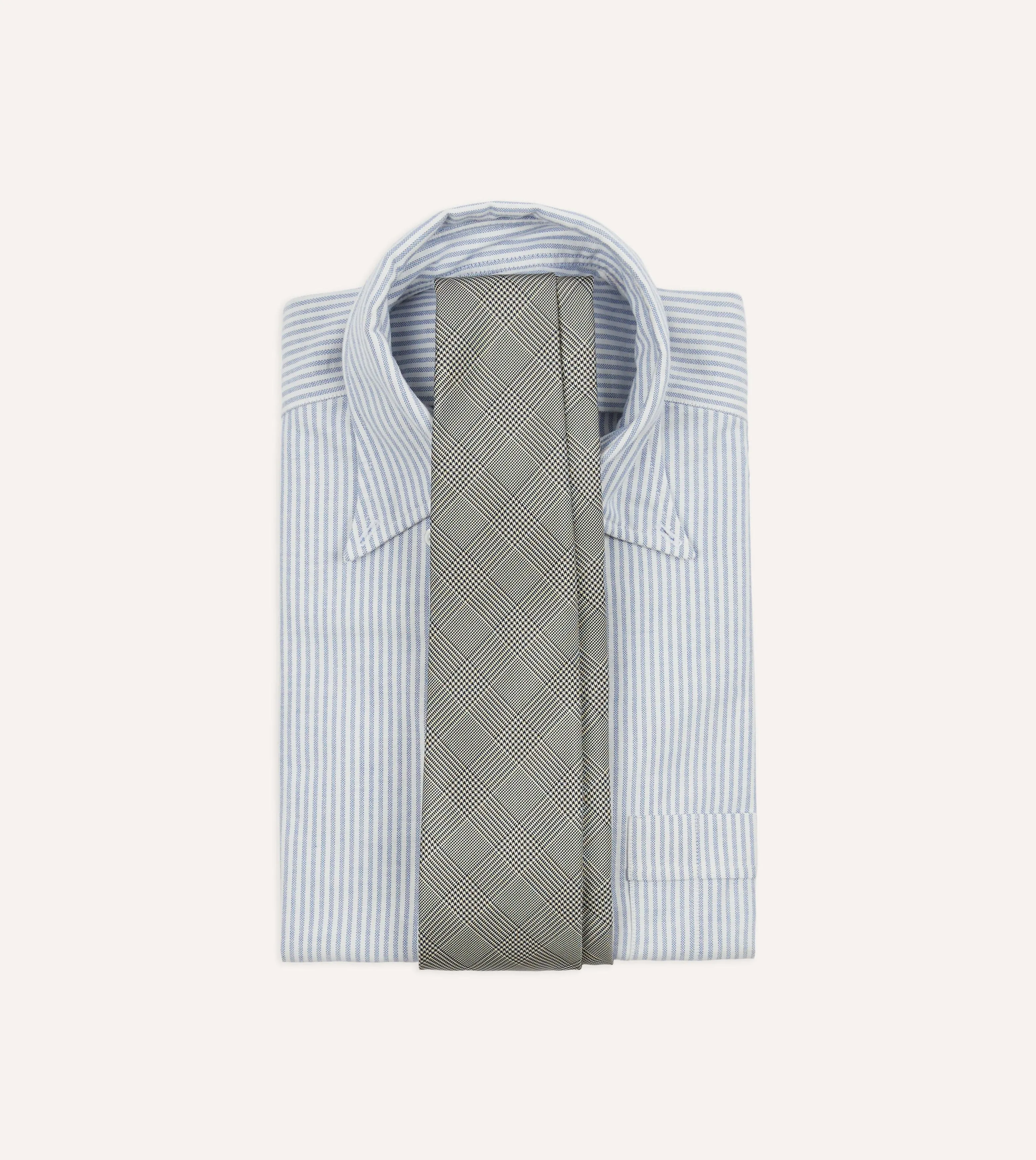 Grey Prince of Wales Check Tipped Silk Tie