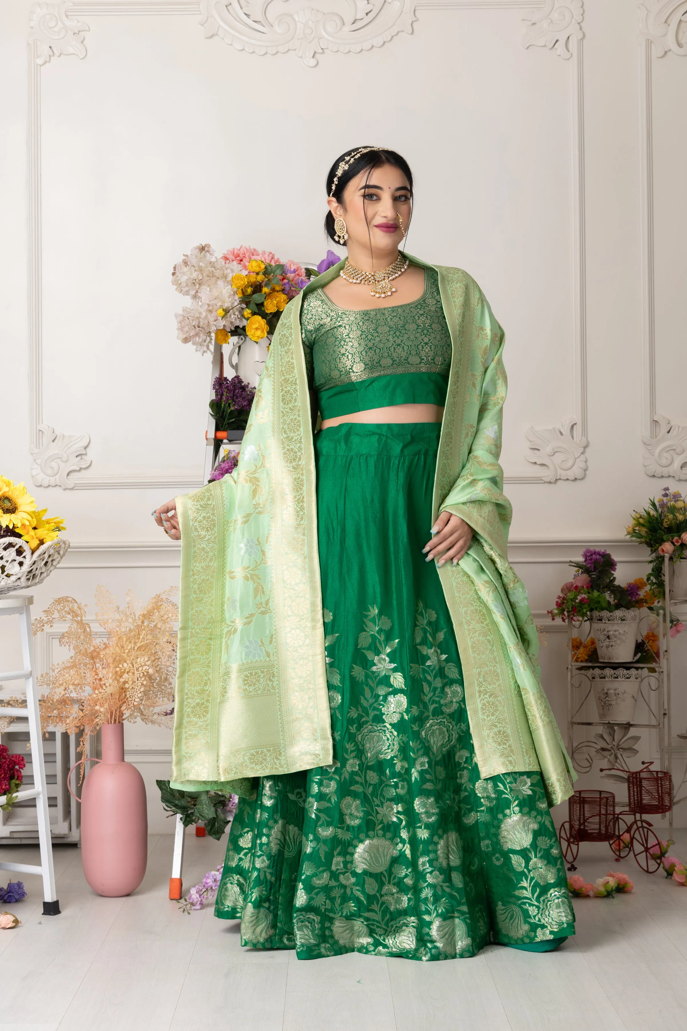 Harit Ratna Banarasi Silk Lehenga