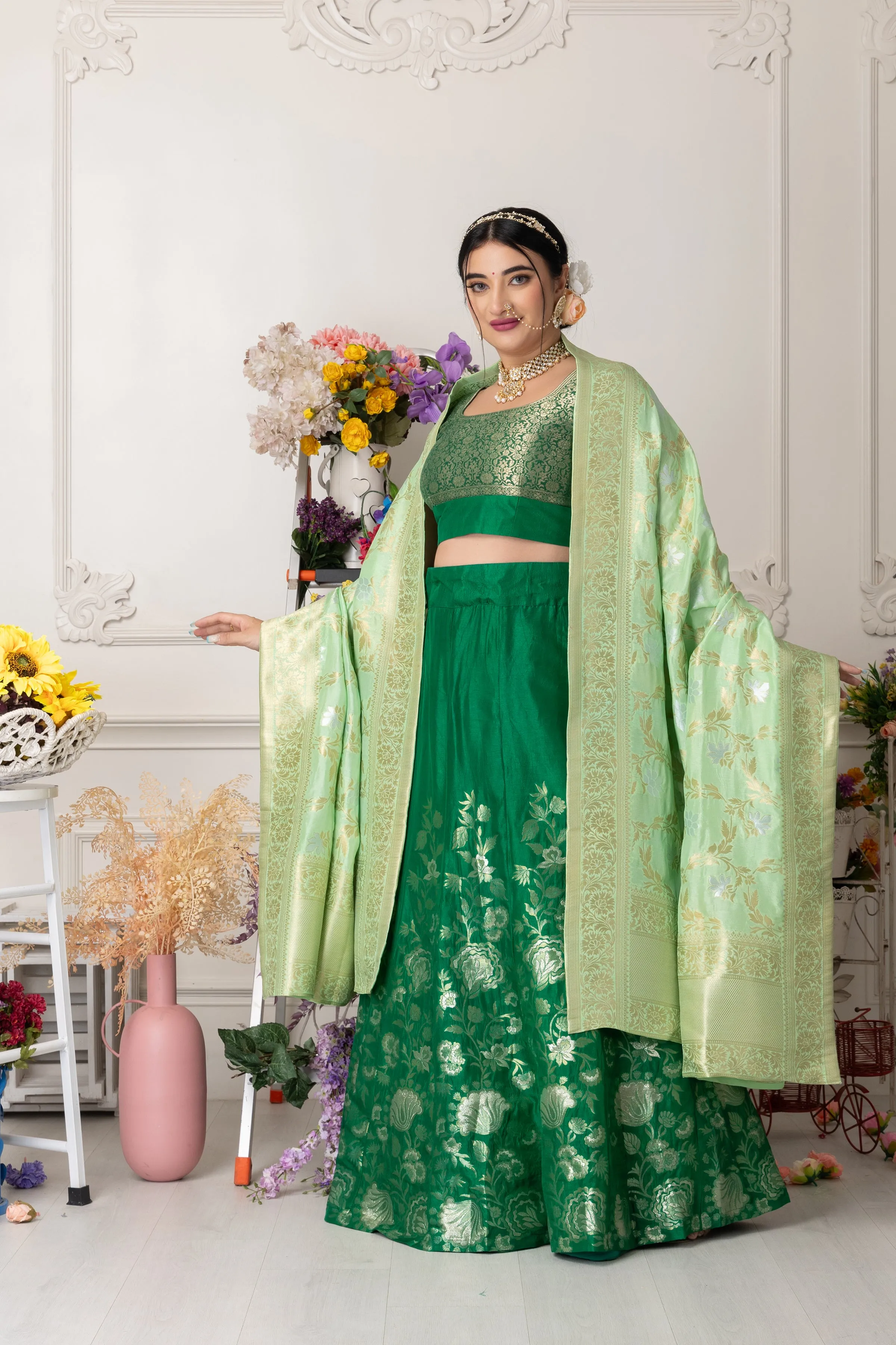 Harit Ratna Banarasi Silk Lehenga