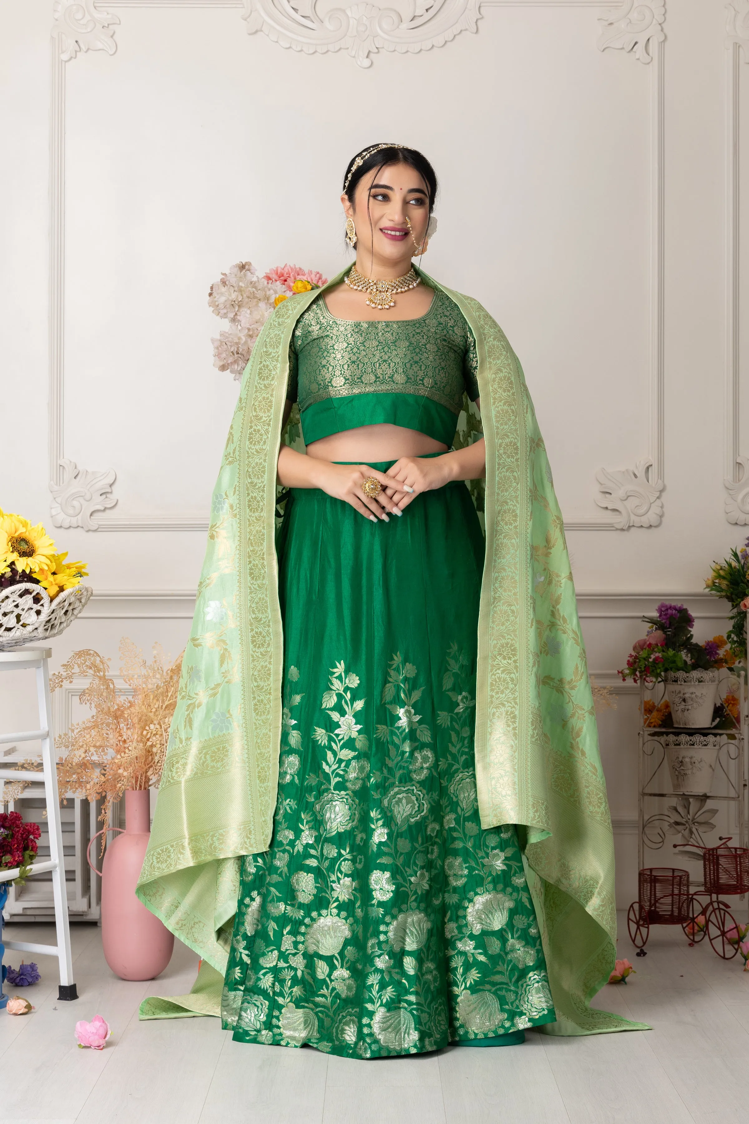 Harit Ratna Banarasi Silk Lehenga