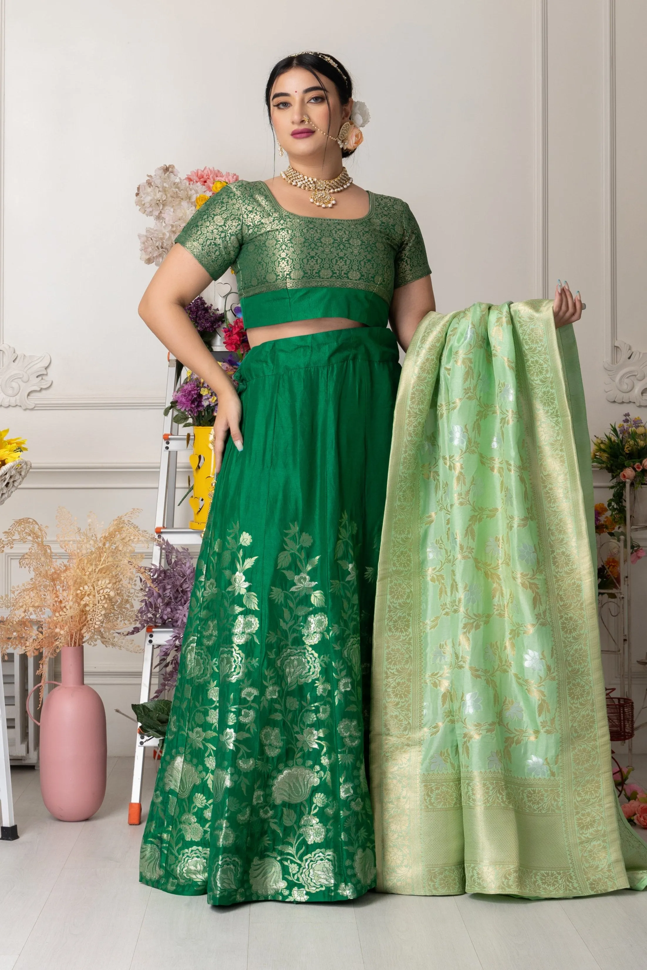 Harit Ratna Banarasi Silk Lehenga