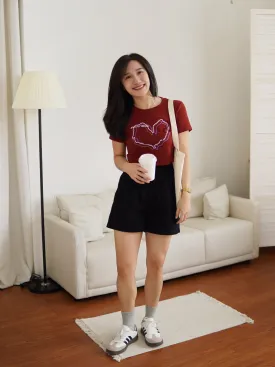 Heart-shaped Maroon Crop Top