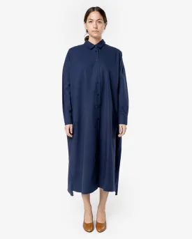 Heavy Long Shirt Dress in Navy