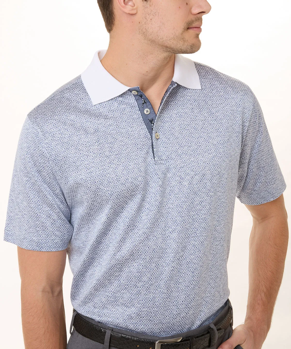 Heritage Italian Cotton-Silk Geo Print Polo Shirt