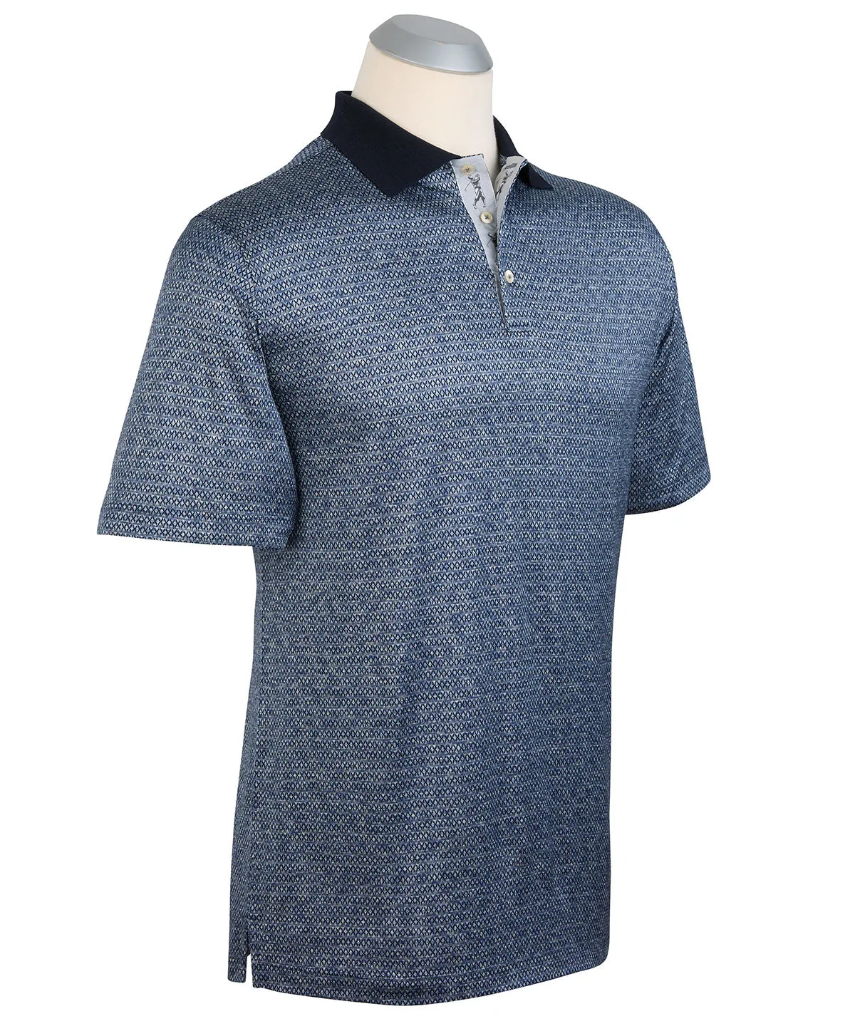 Heritage Italian Cotton-Silk Geo Print Polo Shirt