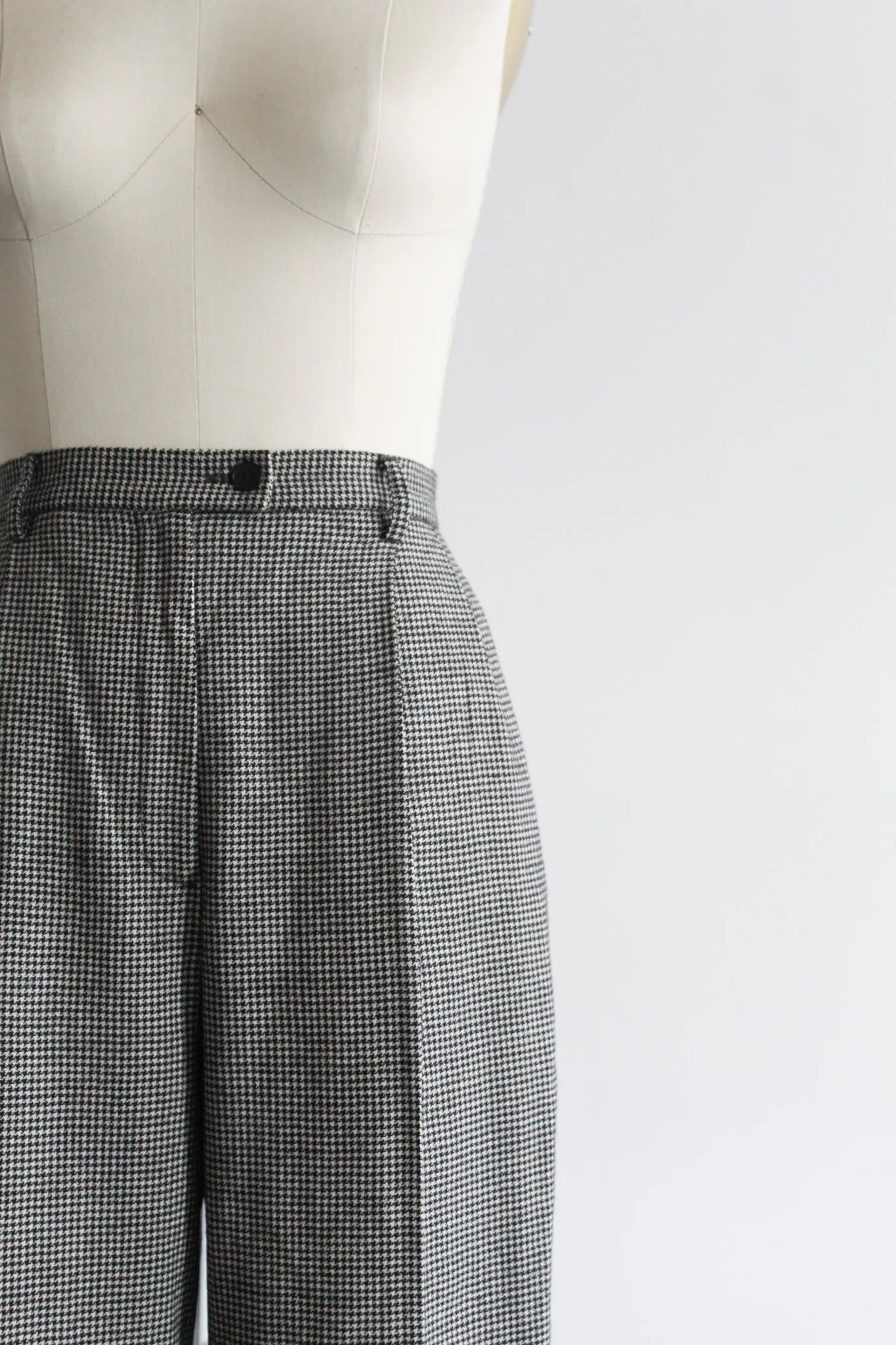 houndstooth wool high rise trousers