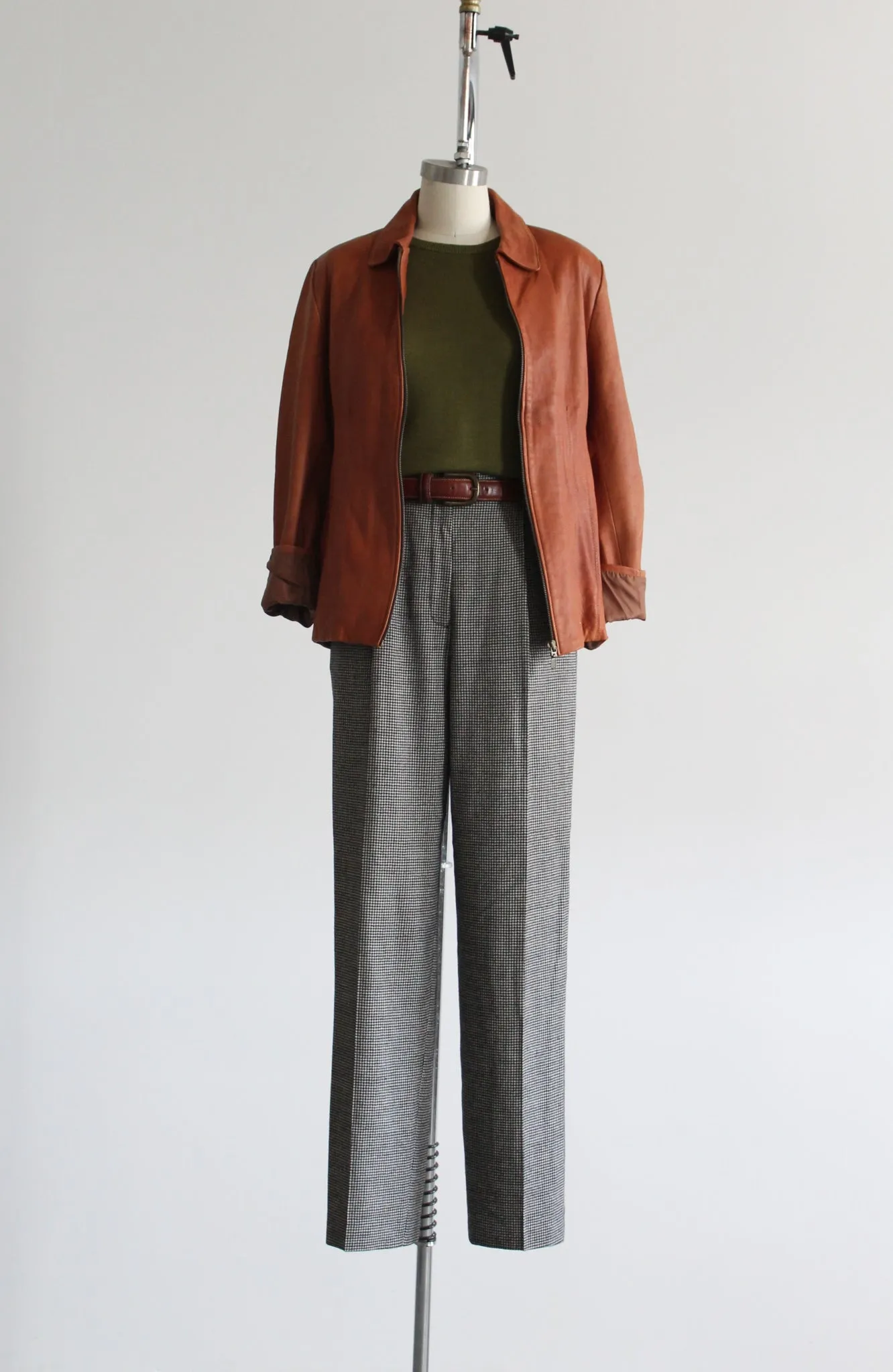 houndstooth wool high rise trousers