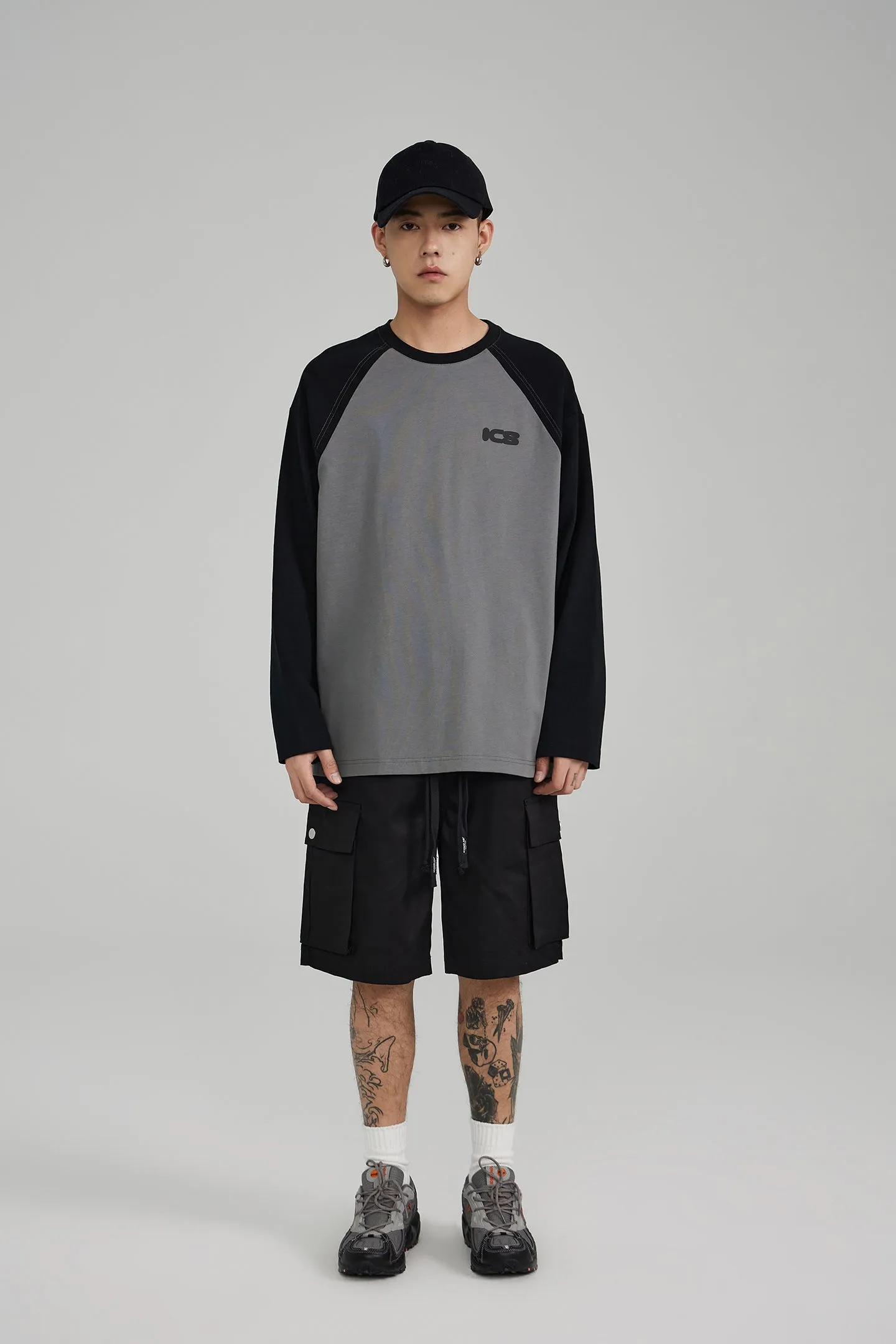 ICS Raglan Sleeve Contrast Color Long Sleeve T-shirt